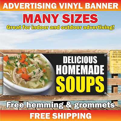 #ad #ad Delicious HOMEMADE SOUPS Advertising Banner Vinyl Mesh Sign buffet bar food tea $219.95