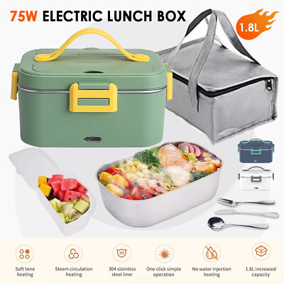1.8L Portable Electric Heating Lunch Box Heater Stainless Steel Food Container $37.99