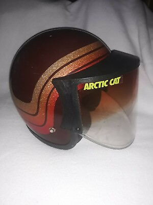 #ad #ad Arctic Cat Snowmobile Helmet 1970#x27;s Vintage MCM Retro Brown Orange Metallic Flec $100.00