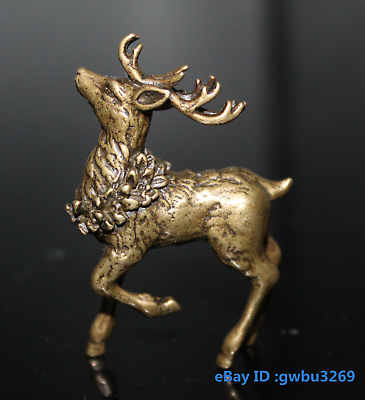 #ad #ad Chinese archaize pure brass small Sika Deer statue S02 $6.72