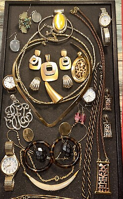 #ad Costume Jewelry Lot Vintage To Now Junk Lot Some Signed Faded Tarnished $15.00