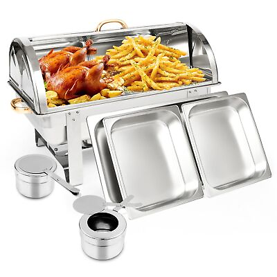 #ad 8QT Roll Top Chafing Dish Commercial Grade Stainless Steel Buffet Warmer Set... $189.59