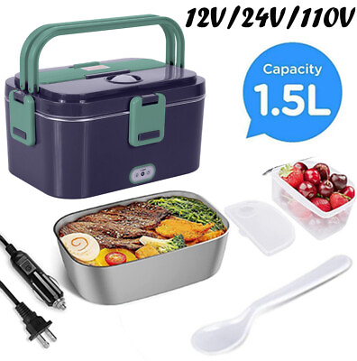 Portable Car Electric Heating Lunch Box 1.5L High Capacity Food Heater Bento $28.19