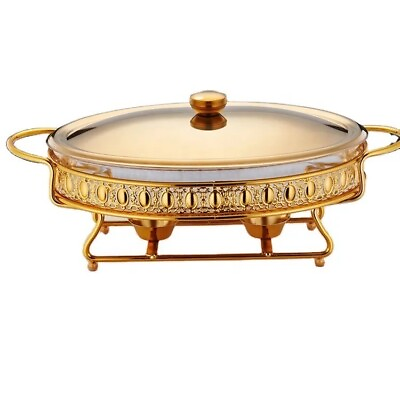 stainless steel gold color chafing dish 3 Liters capacity glass buffet with lid $80.00