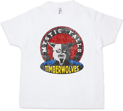 MYSTIC FALLS TIMBERWOLVES Kids Boys T Shirt Vampire Football Team Diaries Logo $22.99