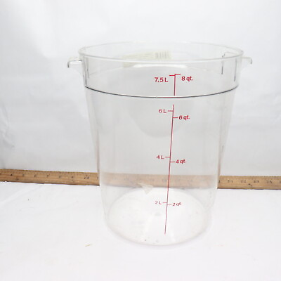 #ad Cambro Round Food Storage Container Polycarbonate Clear 8 Qt RFSCW8135 $6.89