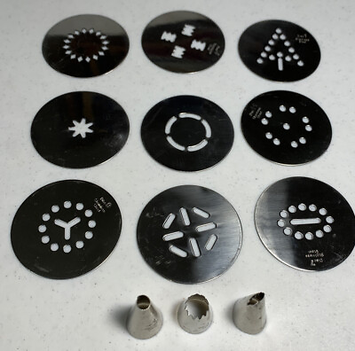 Salton Electric Cookie Press CKM25 Replacement Discs amp; Tips Stainless Steel $15.99