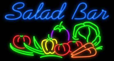 #ad Salad Bar Food Open 32quot; Neon Sign Light Lamp Workshop Business Glass Decor UY $369.99