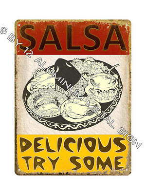 #ad SALSA TACOS MEXICAN food METAL sign VINTAGE style RESTAURANT wall decor 586 $19.55