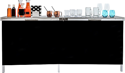 Trademark Innovations Portable Bar Table Rectangle Sturdy Aluminum Frame Black $223.62
