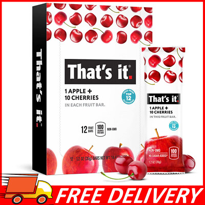 #ad 12pk That#x27;s it. Apple Cherry 100% Natural Real Fruit Bar Fiber Vegan 1.2oz $27.52
