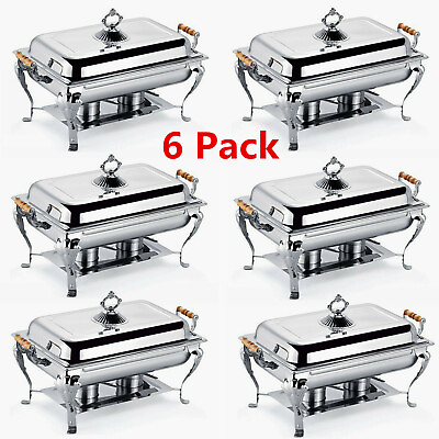 #ad 6 Pcs Catering Stainless Steel Chafer Chafing Dish 8QT Buffet Party Food Warmer $456.00