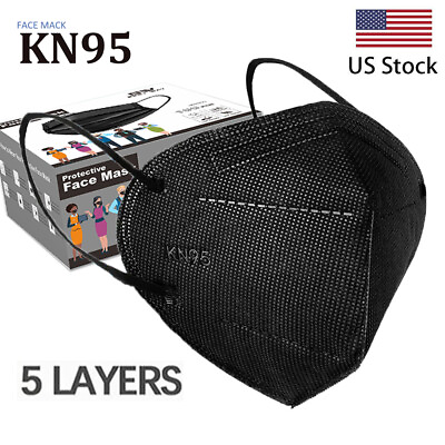 50 100Pcs Black KN95 Face Mask 5 Layer BFE 95% Disposable Respirator USA Seller $9.49