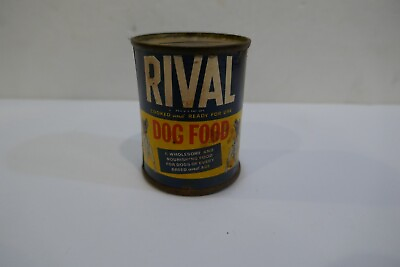 #ad Vintage Rival Dog Food Metal Promotional Advertising Can Coin Bank $9.95