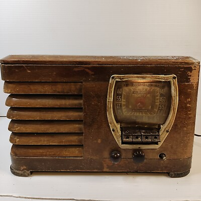 #ad Vtg 1940 Wood Radio Truetone D1014 Western Auto WORKS For Restoration Repair $75.00