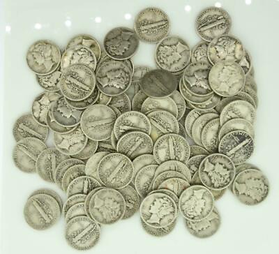 Mercury Dimes $10 Face Value 90% Silver 2 Rolls 100 Coin Bulk Lot Collection $201.70