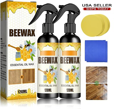 #ad 2x Beeswax Spray Furniture Polishing Natural Cleaner with Sponge and Towel USA $9.64