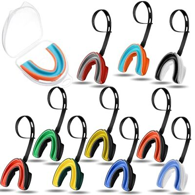 #ad 10 Pcs Strapped Mouth Guard Youth Mouth Guard with Strap Football Mouthpiece ... $38.34