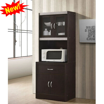 Tall Cupboard Kitchen Pantry Storage Cabinet Buffet Hutch Microwave Stand Home $168.08