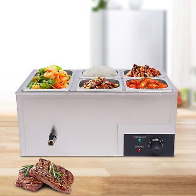 #ad 600W Electric Food Warmer Large Capacity Stainless Steel Food Warmer 5 Pot $133.00