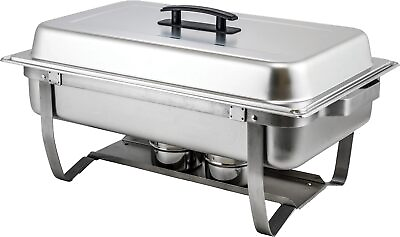 #ad Winware Winco C 4080 w Hinged Lid amp; Chafing Fuel Heat Chafer Silver $69.58