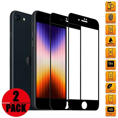 2 Pack FULL COVER Tempered Glass Screen Protector Guard For iPhone 8 7 Plus SE3 $4.99