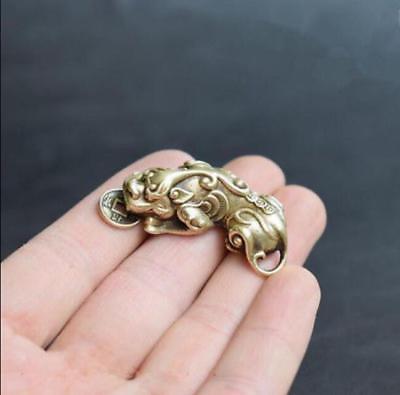 #ad Chinese Old Pure brass God beast pixiu small pendant Collectibles $4.00