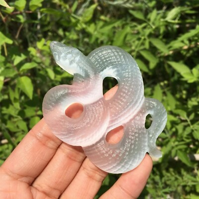 #ad Natural Selenite Snakes Sculpture Hand Carved Crystal Animal Trick Gifts Decor $14.49