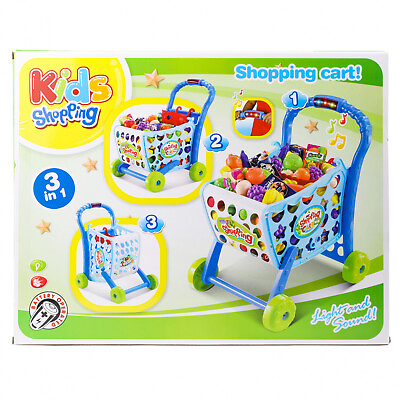 #ad Kidplokio Blue Jumbo Shopping Cart Pretend Playset Play Food Kids Ages 3 and Up $34.99