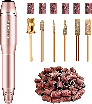 Portable Electric Nail File Drillfor Acrylic Gel Nails with Gold Nail Drill Bits $9.99