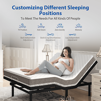 #ad Electric Bed Frame Power Adjustable Base Massage w Remote Dual USB QUEEN Size $599.00