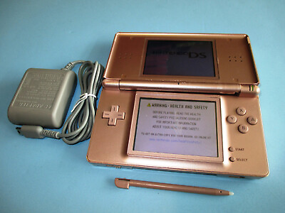 #ad Nintendo DS Lite Metallic Rose System w Charger Broken Hinge Scratched Screen $29.95