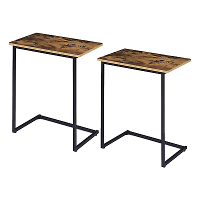 2PCS Slim End Table Sofa Side Table C Shaped Snack Table with Metal Frame $19.90