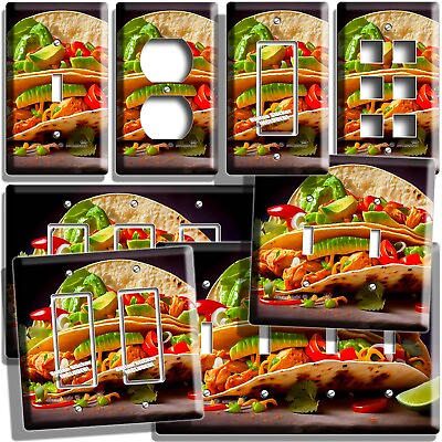 #ad TACOS MEXICAN FOOD LIGHT SWITCH OUTLET WALL PLATES KITCHEN RESTAURANT CAFE DECOR $11.99