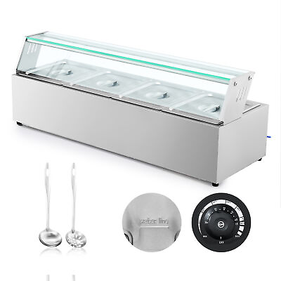 4 Pan Commercial Countertop Food Warmer Electric Warming Trays with Glass Shelf $223.88