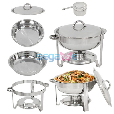 #ad 2 PACK CHAFING DISH SETS BUFFET CATERING STAINLESS STEEL FOOD WARMER ROUND $61.58