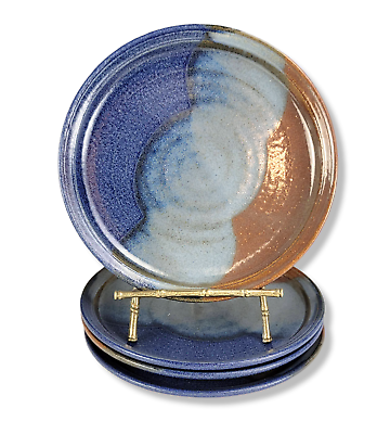 Wild River Studio Pottery Plates Herb Roth Blue amp; Rust 8.75quot; Set of 4 $120.00