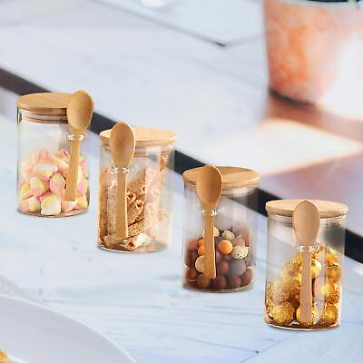 #ad Glass Jars with Lids and Spoon Clear 4 Pieces for Cookie Dry Food Bath $49.74