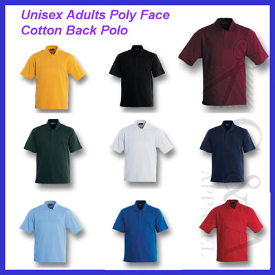 Unisex Adults Poly Face Cotton Back Short Sleeve Polo Anti Pilling Casual Wear AU $24.50