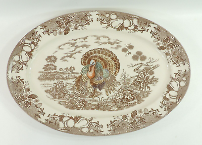 #ad #ad TRADITIONAL TURKEY by Pottery Barn Brown Floral amp; Fruit 20quot; Oval Platter $124.99