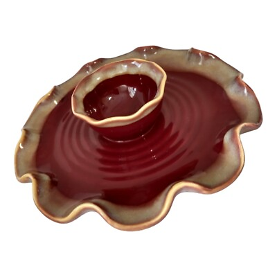#ad Tumbleweed Pottery Chip Dip Bowl Shrimp Cocktail Dish Handmade Studio Drip Glaze $18.73