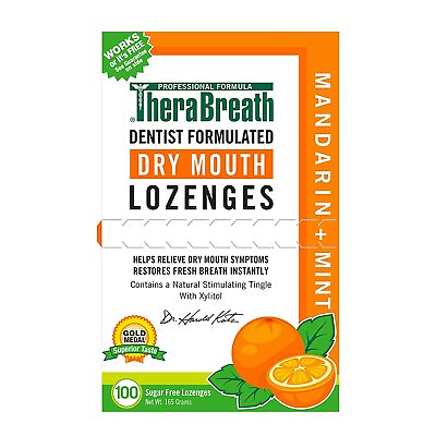 TheraBreath Fresh Breath Dry Mouth Lozenges Mandarin Mint 100 count $17.59