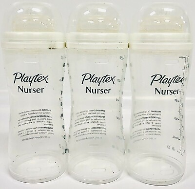 3 Playtex 8 10oz Nurser Drop In Baby Bottles w Silicone Slow Flow Nipples New $12.99