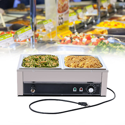 #ad Commercial Food Warmer Buffet Steam Table Stainless Steel 2 Pan 6.5L 1500W $96.90