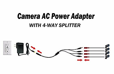 AC Adapter amp; 4 8 way Splitter For LOREX 12VDC Security Camera CS 1202000 C581DA $12.99