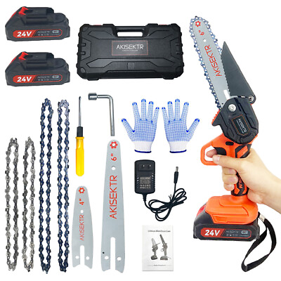 6quot; Mini Handheld Electric Chainsaw Cordless Chain Saw 24V 550W Battery Power $53.29
