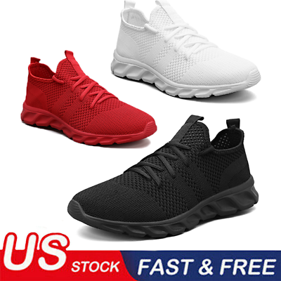 Men#x27;s Running Walking Jogging Shoes Casual Sneakers Tennis Outdoor Gym Athletic $22.99