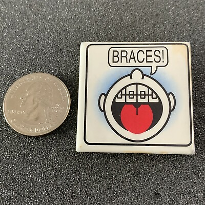 Braces Mouth Kids Humor Funny Pinback Button #40461 $6.44