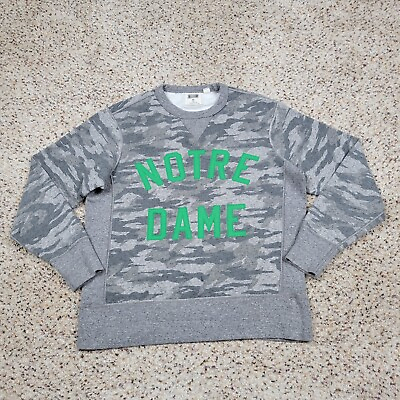 Notre Dame Fighting Irish Sweatshirt Women Small Gray Camo Football NCAA Sweater $20.95