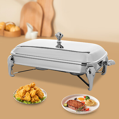 #ad 2.9L Silver Rectangular Stainless Steel Tray Buffet Set Chafing Dish Food Warmer $101.74